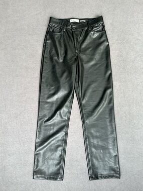Abercrombie & Fitch Vegan Leather Pants 29  Black 90s straight ultra high rise